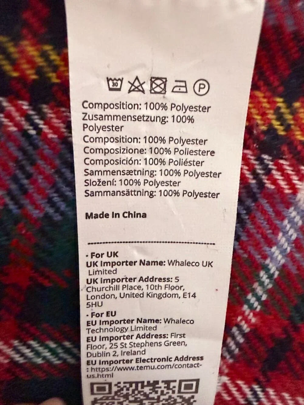 Red Green Plaid Tartan Scarf Fringe Wrap Women’s Winter Shawl